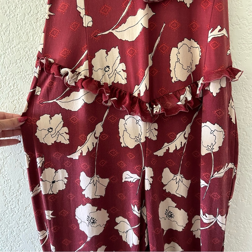 Free People Austin Floral Bell Bottom Ruffled Hem Jumpsuit Women’s Size Medium - Picture 6 of 9